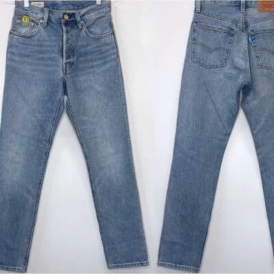 Jeans Levi's 501 Super Mario Denim 24/26 blu lavaggio chiaro gamba dritta vita media - Immagine 1 di 4