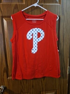 5th & Ocea Philadelphia Phillies Sleeveless Shirt Womens L Red Tee Patriotic USA - Picture 1 of 8