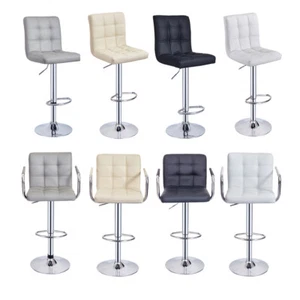Bar Stool Gas Lift Swivel Pub Stool Breakfast Barstool PU Leather Seat Bar Chair - Picture 1 of 170