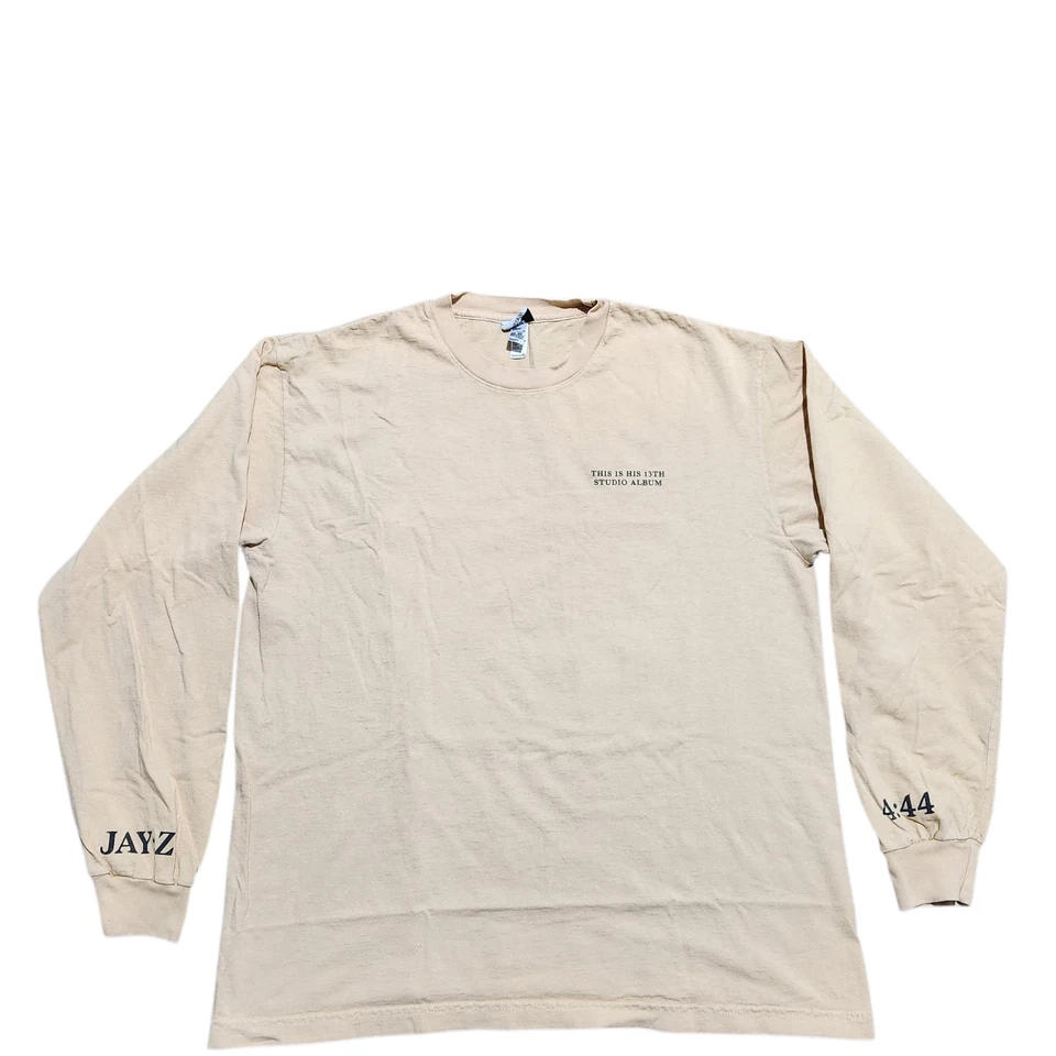 Authentic Jay-Z 4:44 Concert Tour Shirt L Beige Double Sided Graphic Hip Hop Rap - Image 1 of 4