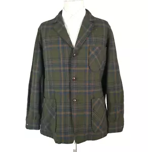 Pendleton Jacket Sport Coat Mens Medium Tartan Plaid Green Wool Vintage FLAWED - Picture 1 of 13