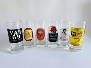 🟠 6er Set Vintage Whisky Werbegläser 70er Jahre - Bild 1 von 4