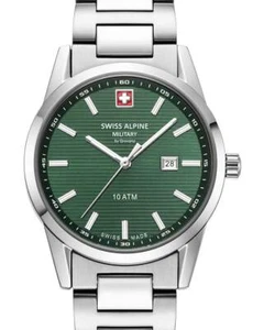 Swiss Alpine Military 7767.1134 Ladies Watch Argos silver green 34mm 10ATM - Picture 1 of 5
