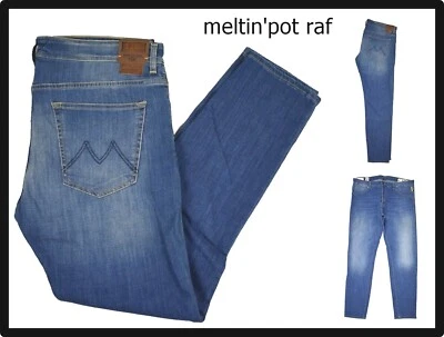 Meltin pot Jeans Uomo Slim Fit Elasticizzato Pantaloni Regular Raf W34 W36 W38