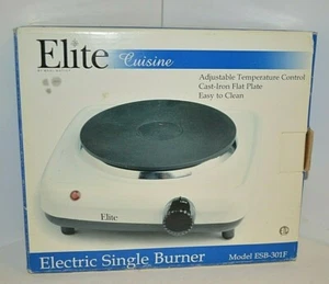 Single Electric Flat Cast Iron Elite Cuisine Heating Plate Burner 1000 W White  - Picture 1 of 2