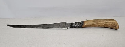 Винтажный нож Landers Frary & Clark Aetna Works с ручкой из чистого серебра и рогов - Изображение 1 из 4