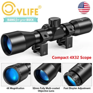 CVLIFE 4X32 Compact Rifle Scope For Air Rifle Crosshair Optics +20mm Scope Mount - Picture 1 of 12