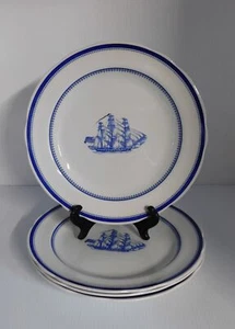 4 SPODE BLUE CLIPPER SHIP GRAND TURK 10 1/2" DINNER PLATES - Picture 1 of 3