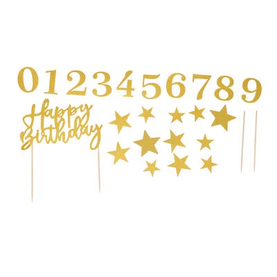 Cake Topper Happy Birthday Tortendeko Geburtstag Kuchendeko Tortenstecker Gold - Bild 1 von 3