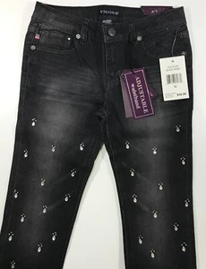 Vicoss Jeans Rhinestone Skinny Stretch 12 New With Tag Black Jeans Jr Miss - Picture 1 of 9