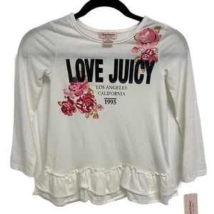 Juicy Couture Girls basic top Long Sleeve White T-Shirt Girl's size 6 - Picture 1 of 8