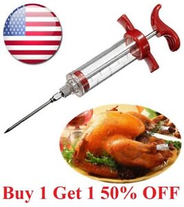 Food Marinade Meat Injector Flavor Syringe, Beef, Poultry, Turkey, Chicken, BBQ
