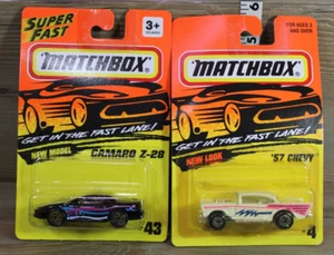 Matchbox Superfast Get in the Fast Lane '57 Chevy #4 & Camaro Z-28 #43 - Picture 1 of 5