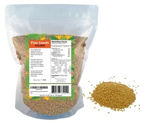 Organic Golden Whole Flax Seeds Raw, Dried, Non GMO 8 oz to 25 lb - Picture 1 of 4