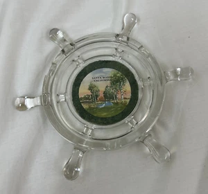 Vintage nautisches Klarglas Aschenbecher Boot Schiffslenkrad Santa Maria Cali - Bild 1 von 6