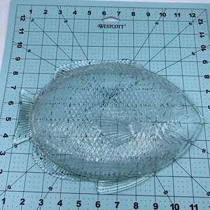 VINTAGE 11" LARGE CLEAR GLASS FISH DISH SERVING PLATTER USA EXCELLENT - Picture 1 of 8