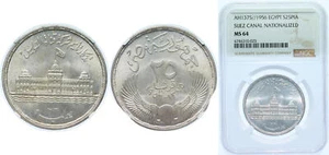 Egypt AH13751956 25 Piastres Silver 720 NGC MS 64 - Picture 1 of 1