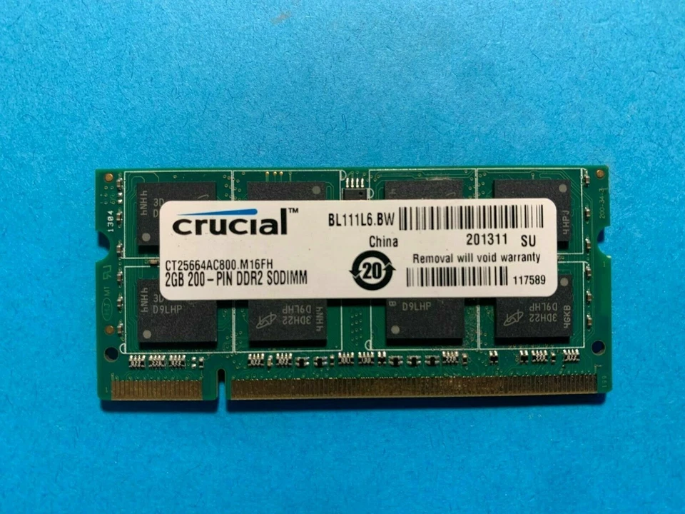 Crucial PC2-6400 2 GB SO-DIMM 800 MHz DDR2 SDRAM Memory (CT25664AC800) - Image 1 of 1