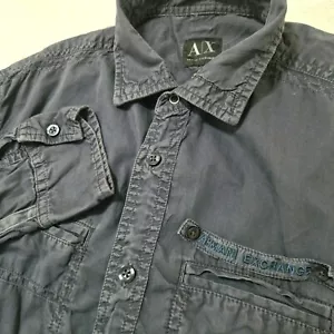 Armani Exchange Shirt Mens Small Grey Long Sleeve Button Up Cotton Collared - Picture 1 of 10
