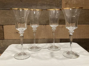 ELEGANT MIKASA JAMESTOWN GOLD WATER GOBLET T2703 STEMWARE 9 1/8" SET OF 4 - Picture 1 of 5