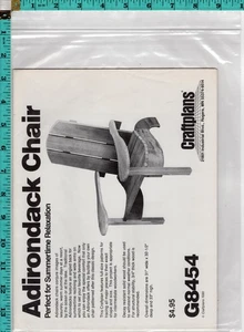 "Adirondack Chair" Vintage ©1990 Craftplans Woodworking Plans Pattern # G8454 - Picture 1 of 2