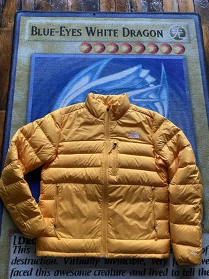 NWOT The North Face Jacket Mens Medium 550 Aconcagua 2 Down Full Zip Puffer Gold - Image 1 of 4