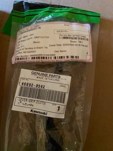 NEW 2013 - 2025 GENUINE KAWASAKI NINJA 300 / 400 / Z400 CLUTCH LEVER 46092-0562 - Image 1 of 1