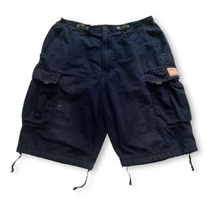 Vintage Y2K Abercrombie & Fitch Utility Cargo Shorts Thrashed Navy Blau Gr. Large - Bild 1 von 14