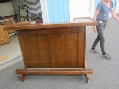VTG HANDMADE SOLID WOOD DRY BAR ON WHEELS - Image 1 of 4