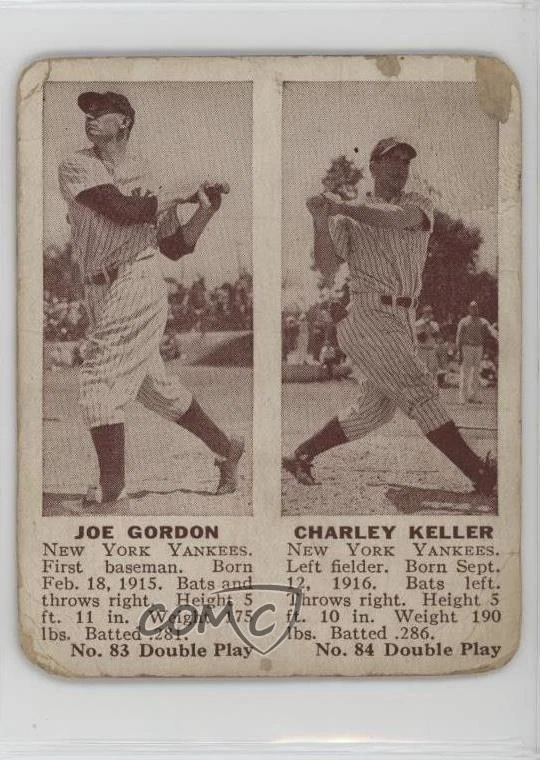 1941 Double Play R330 Joe Gordon Charlie Keller Charley Keller #83-84 HOF - Image 1 of 2