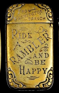 ca1893 RAMBLER BICYCLES ADVERTISING POCKET MATCH SAFE / VESTA - RIDE A RAMBLER - Picture 1 of 7