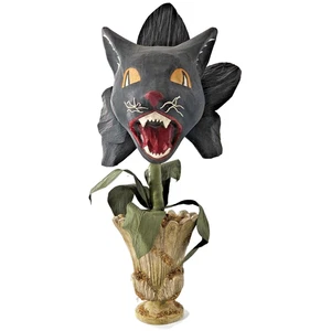 Bethany Lowe Scaredy Cat Orchid Halloween Black Paper Mache Flower Urn 18" Rare - Picture 1 of 10