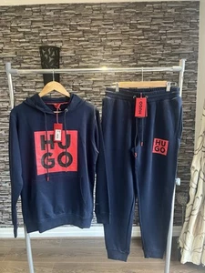 Hugo Boss Sudadera con Capucha y Joggers Chándal Completo Azul Marino Talla Pequeña - Imagen 1 de 13