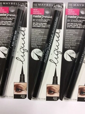 LOT OF 3 - Maybelline Master Precise Liquid Eyeliner Ink Pen, Black [110],NEW. - Image 1 of 4