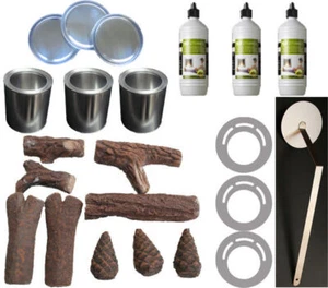 Ethanolkamin Starter Set 22 teile Ethanol Keramikholz Brenngel Sparplatten Kamin - Bild 1 von 7