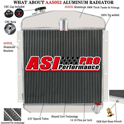 3-Row Aluminium Radiator for 1947 1948,1949 Plymouth Chrysler Deluxe Sedan Coupe - Изображение 1 из 4