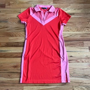 Vestido de golf J.Lindeberg Lana TX Jaquard para mujer M atletismo elástico rojo rosa - Imagen 1 de 6