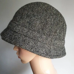 Sombrero Harris Tweed Gris, Negro y Manchas de Lana Blanco De Colección 100% Lana 60cm L - Imagen 1 de 8