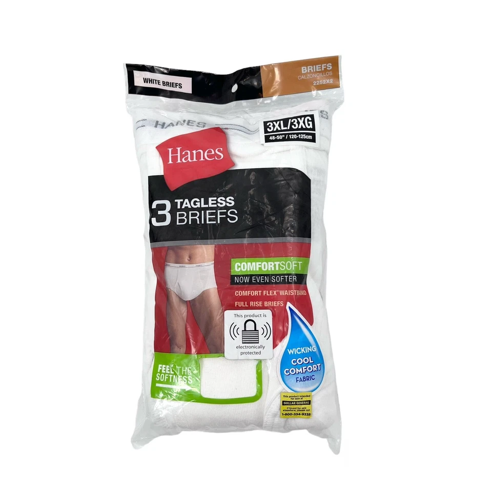 Hanes Ultimate Men's TAGLESS Briefs Comfort Flex Waist 3Pk Underwear Size 3XL
