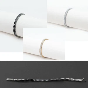 Bracciale donna braccialetto acciaio inox strass colore argento oro nero elegante - Foto 1 di 12