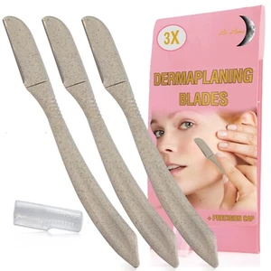 Dermaplaning Blade 3pcs Eyebrow Razor Facial Razor with Precision Cap by La Lune - Picture 1 of 7