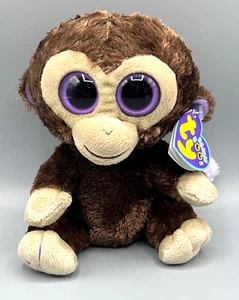 Ty Beanie Boos Kokosnuss-Affe Plüsch 6 Zoll braun lila Augen 2012 mit Etikett nicht mehr produziert - Bild 1 von 12