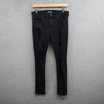 Express Leggings Womens 8 Black Mid Rise Stretch Distressed Jegging 29x30 - Image 1 of 4