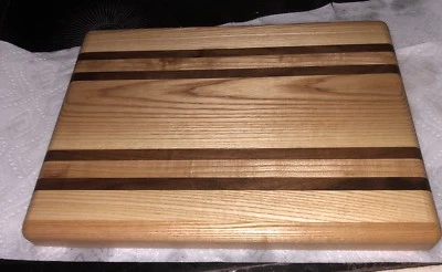 Rustic Exotic Wood Cutting Board Chopping Block Walnut and Ash, handles - Image 1 of 4