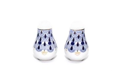 ROYALTY PORCELAIN Lomonosov Ornament Porcelain Salt and Pepper Shakers 2-pc Set, Cobalt Blue Net