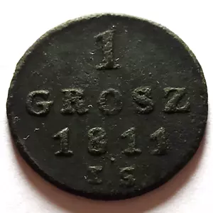 1811 Poland 1 Grosz Frederick August. Grand Duchy of Warsaw Grosch Groshen Gross - Picture 1 of 5