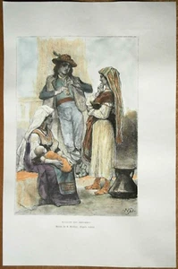 1875 Reclus print PEASANTS FROM ABRUZZO, ITALY, #34 - Picture 1 of 1