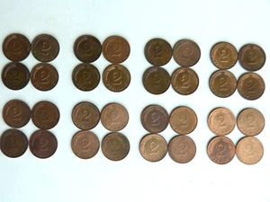 32x 2 PFENNIG 1969-1976 D-F-G-J BUNDESREPUBLIK DEUTSCHLAND ➤8 KOMPL. SÄTZE VZ - Bild 1 von 6