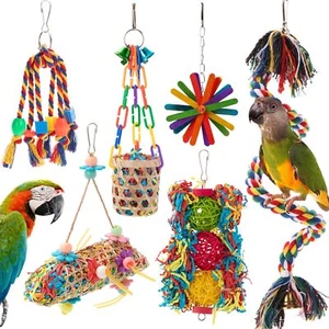 6 Pack Bird Colorful Chewing Toys Parrot Foraging Shredder Toys Shred Hanging Fo - Picture 1 of 7