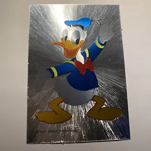 Cartolina Walt Disney 1980 Metallic Paperino Anatra Foil Art Scarsa - Foto 1 di 6